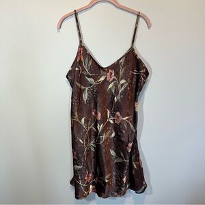 Y2K Secret Treasures Brown Fairycore Satin Slip Dress Nightgown